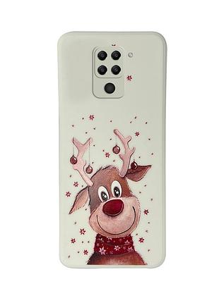 Чохол новорічний tpu для xiaomi redmi note 9 (05) олень merry christmas білий
