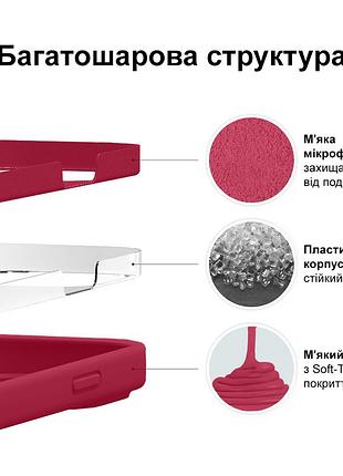 Чехол silicone case full camera protective для iphone 11 pro max rose red бордовый 5