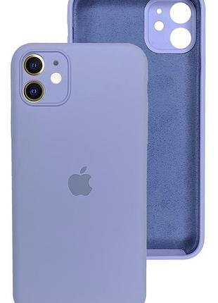 Чохол silicone case full camera protective для iphone 12 lilac блакитний