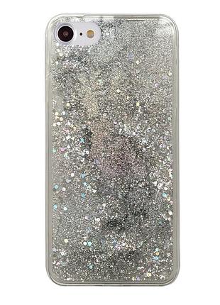 Чехол silicone с блестками для iphone 8 (01) silver серебряный