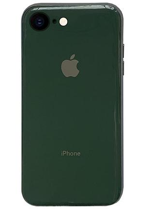 Чохол silicone glass case для iphone se 2020 (09) forest green темно-зелений