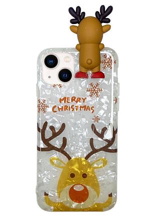 Чехол силиконовый новогодний для iphone 13 merry christmas (01) олень