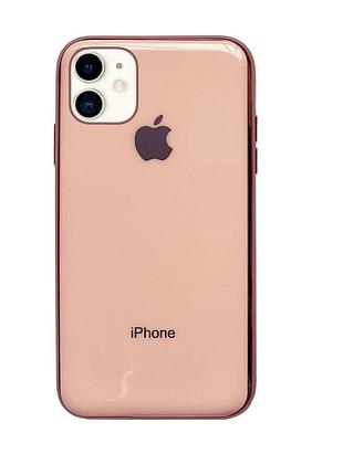 Чехол silicone glass case для iphone 11 (06) rose gold розовое золото