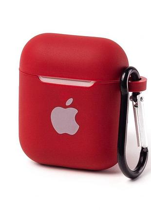 Чехол silicone case с карабином для airpods 1/2 - product red