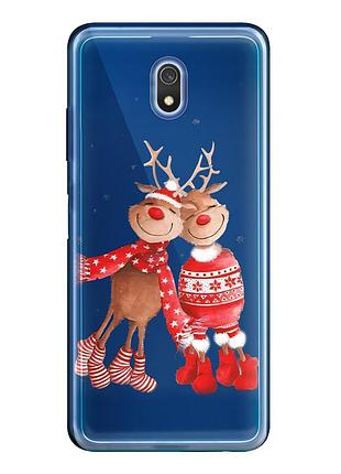 Чехол прозрачный новогодний clear для xiaomi redmi 8/8a (01) пара олени