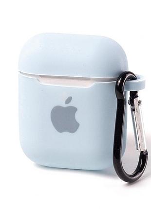 Чехол silicone case с карабином для airpods 1/2 - sky blue
