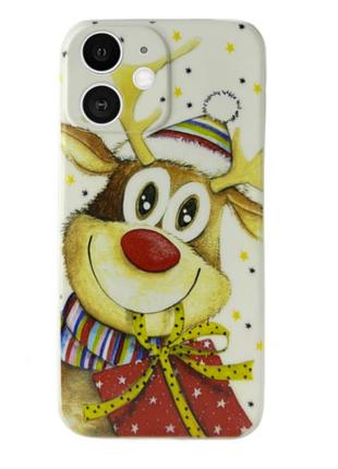 Чехол новогодний premium для iphone 11 (04) новогодний олень белый