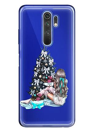 Чехол прозрачный новогодний clear для xiaomi redmi 9 (02) новогодня настроение