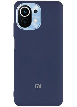 Чехол silicone case premium для xiaomi mi 11 lite dark blue (08) темно синий