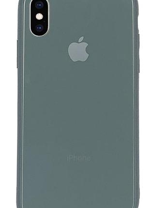 Чохол скляний glass case для iphone x/xs (12) pine green зелений