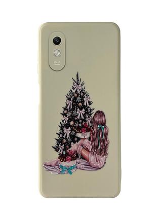 Чохол новорічний tpu для xiaomi redmi 9a (11) дівчинка новий рік білий