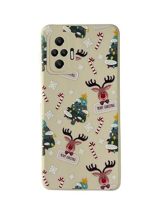 Чехол новогодний tpu для xiaomi redmi note 10 (09) елка merry christmas белый
