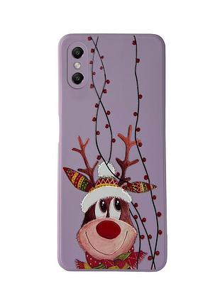 Чохол новорічний tpu для xiaomi redmi note 5 (10) олень різдво фіолетовий