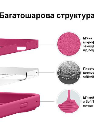 Чехол kassel silicone full case protective для iphone 13 pro max с микрофиброй розовый dragon fruit 3