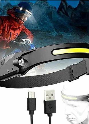 Налобный фонарик 2в1 с сенсором и датчиком движения, bl-g28-xpe+cob / аккумуляторный фонарь usb