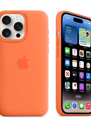 Чехол kassel silicone full case protective для iphone 14 pro с микрофиброй оранжевый apricot