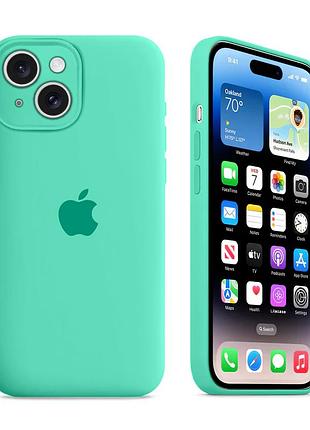Чехол с защитой камеры kassel silicone camera protective для iphone 14 (50) светло-зеленый spearmint