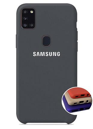 Чехол silicone full case для samsung a21 (29) dark grey темно серый