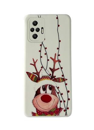 Чохол новорічний tpu для xiaomi redmi note 10 (02) білий олень різдво