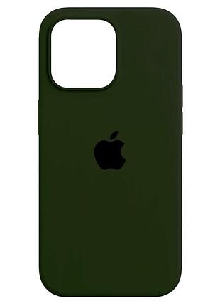 Чохол силіконовий протиударний для iphone 14 plus захист камери темно-оливковий
