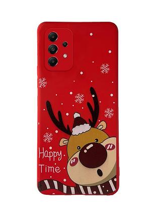 Чехол новогодний tpu для samsung a52 (01) красный олень happy time
