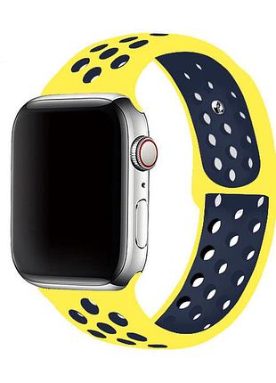 Силиконовый ремешок nike sport band для apple watch 38mm/40mm/41mm yellow/blue желтый с синим
