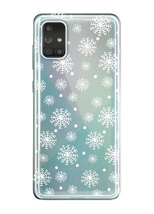 Чехол прозрачный новогодний clear для samsung a71 (05) снежинки