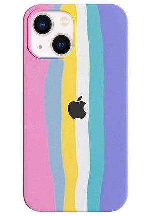 Чохол silicone rainbow case для iphone 13 pink rainbow