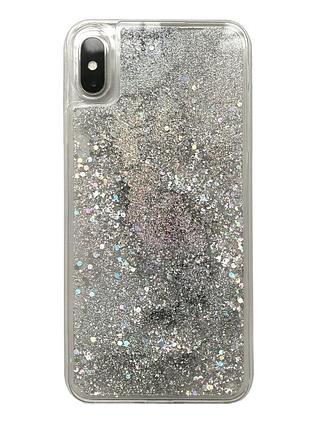 Чехол silicone с блестками для iphone xs max (01) silver серебряный