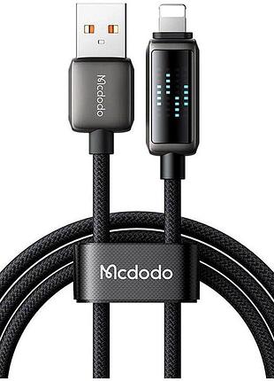 Кабель mcdodo led display usb-a to lightning 1.2м черный противоударный для iphone 6