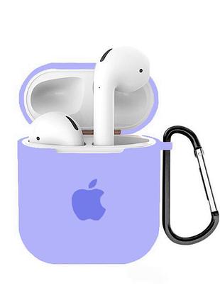 Чехол для airpods logo silicone case с карабином (30) lilac лиловый