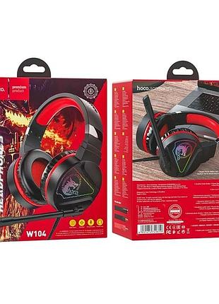 Навушники ігрові для комп'ютера hoco w104 drift з мікрофоном, led-підсвіткою, чорні