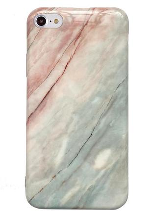 Чехол силиконовый мраморный для iphone 8 (04) rose blue розово голубой