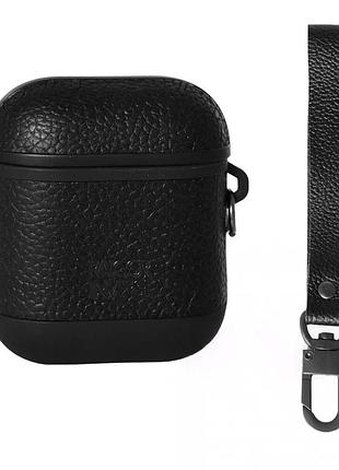 Чехол leather case кожа для airpods black (3) черный