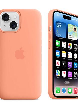 Чехол kassel silicone full case protective для iphone 15 с микрофиброй персиковый peach