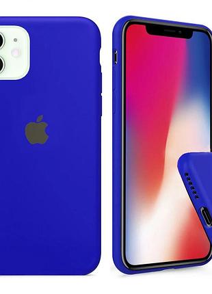 Чехол silicone full case для iphone 12 mini shiny blue электрик