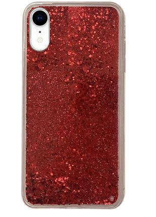 Чехол silicone с блестками для iphone xr (04) red красный