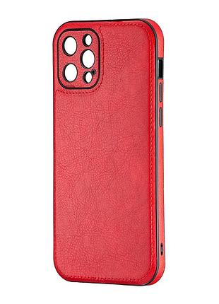 Чехол jinduka кожзам защита камеры для iphone 12 pro красный