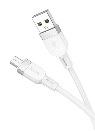 Кабель hoco x109 силіконовий micro usb 2.4a білий протиударний 1 м