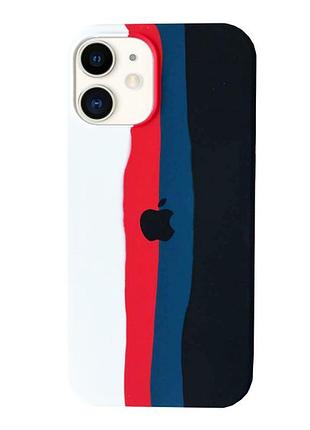 Silicone rainbow case iphone 12 (06) black rainbow