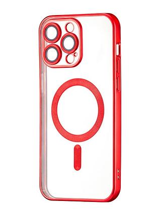 Чехол силиконовый ductil metallic edge с magsafe защита камеры для iphone 13 pro max красный