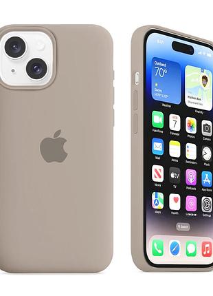 Чехол kassel silicone full case protective для iphone 15 с микрофиброй серый pebble