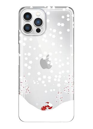 Чехол прозрачный новогодний clear для iphone 12 pro max (02) снежная погода