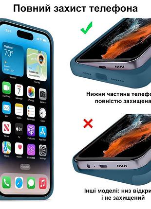 Чехол kassel silicone full case protective для iphone 14 pro max с микрофиброй синий blue fog 6
