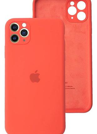 Чехол silicone case full camera protective для iphone 11 pro max apricot оранжевый