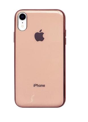 Чохол silicone glass case для iphone xr (06) rose gold рожеве золото