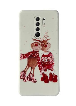 Чехол новогодний tpu для xiaomi redmi 9 (07) олени пара merry christmas белый