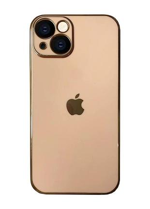 Чехол кадратный silicone glass case для iphone 13 (03) rose gold розовый