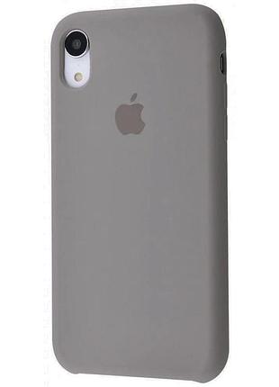 Чехол silicone case для iphone xr pebble серый