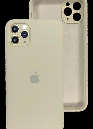 Чехол silicone case full camera protective для iphone 12 pro max antique white бежевый